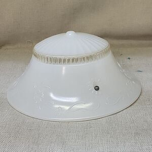 Vintage CEILING LIGHT LAMP SHADE GLOBE 3 Hole BEAD BALL 3 CHAIN- white